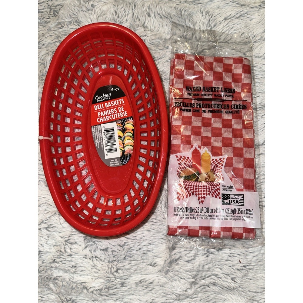 Cooking Concepts Deli Baskets Set of 4 & Basket Liners NEW C31